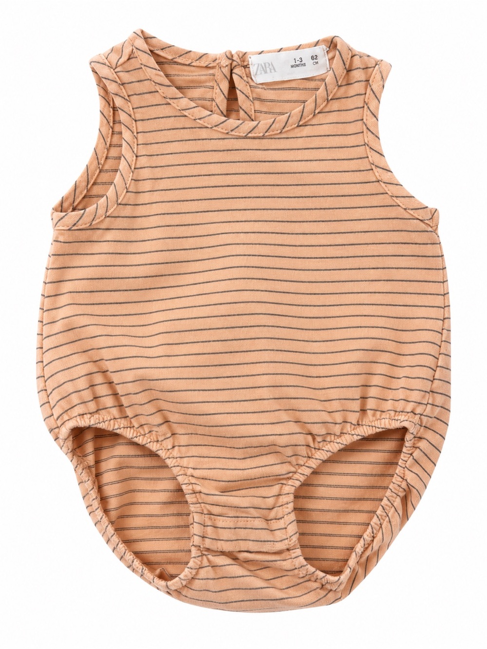Zara Baby Striped Bubble Romper Bodysuit 1-3M 62 Peach Cotton